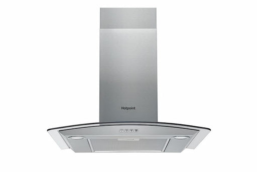 Hotpoint 60cm curved Glass cooker Hood Stainless Steel | PHGC6.4FLMX - Peter Murphy Lighting & Electrical Ltd