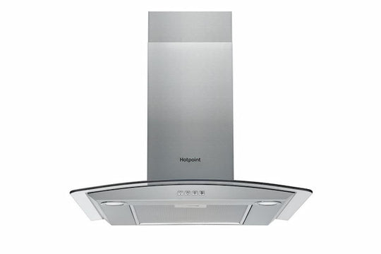 Hotpoint 60cm curved Glass cooker Hood Stainless Steel | PHGC6.4FLMX