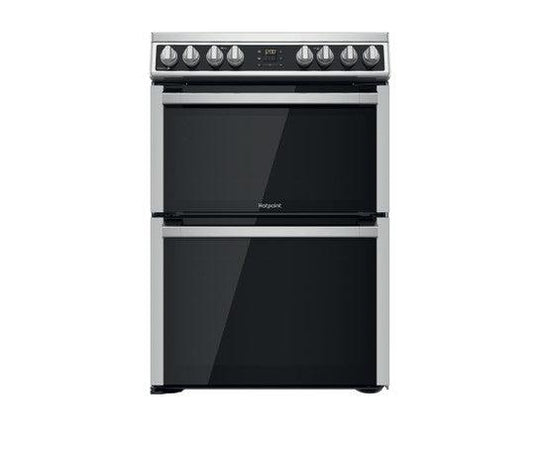 HOTPOINT, 60cm, Electric, Double Oven, Ceramic Cooker, Inox, HDM67V8D2CX/UK