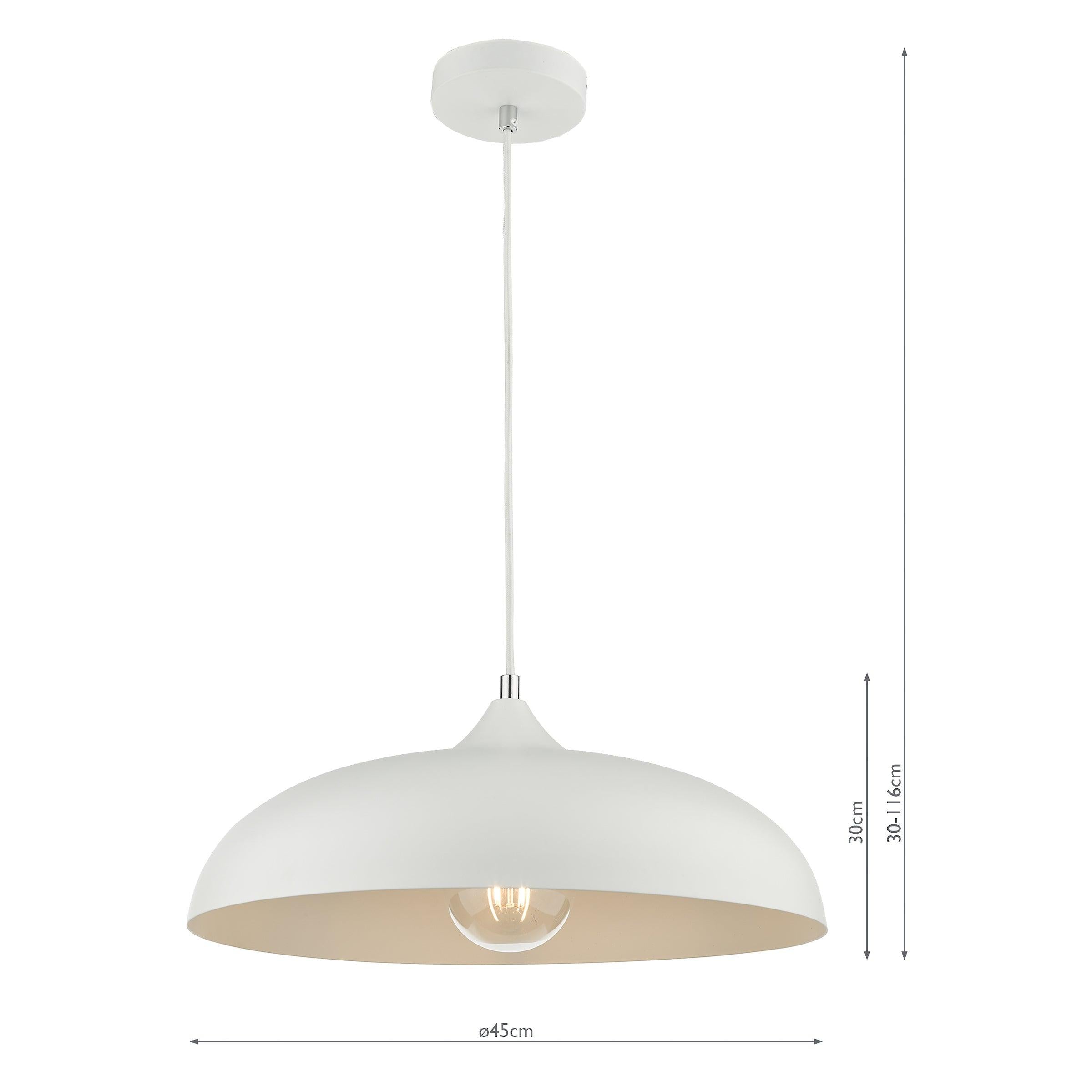 Kaelan 1 Light Single Pendant White - Peter Murphy Lighting & Electrical Ltd