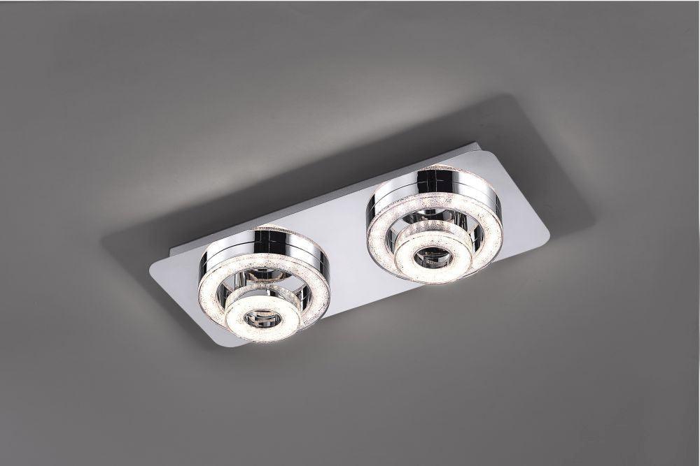 LED ceiling light in chrome with 2 adjustable light rings and warm white light color - Peter Murphy Lighting & Electrical Ltd