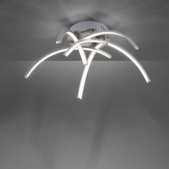 LED ceiling light in steel color with five curved light arms - Peter Murphy Lighting & Electrical Ltd