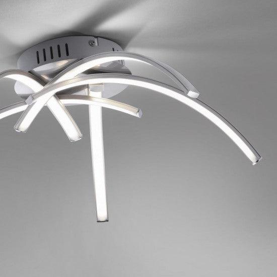 LED ceiling light in steel color with five curved light arms - Peter Murphy Lighting & Electrical Ltd