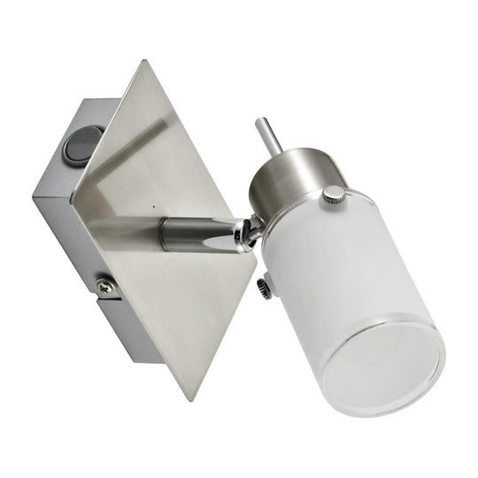 LED wall light in steel with adjustable light head and warm white light color including rocker switch
