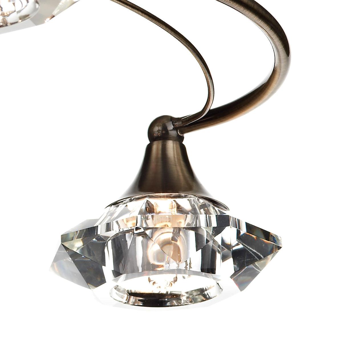 Luther 4 Light Semi Flush complete with Crystal Glass Antique Brass - Peter Murphy Lighting & Electrical Ltd