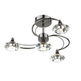 Luther 4 Light Semi Flush complete with Crystal Glass Black Chrome thumbnail 1