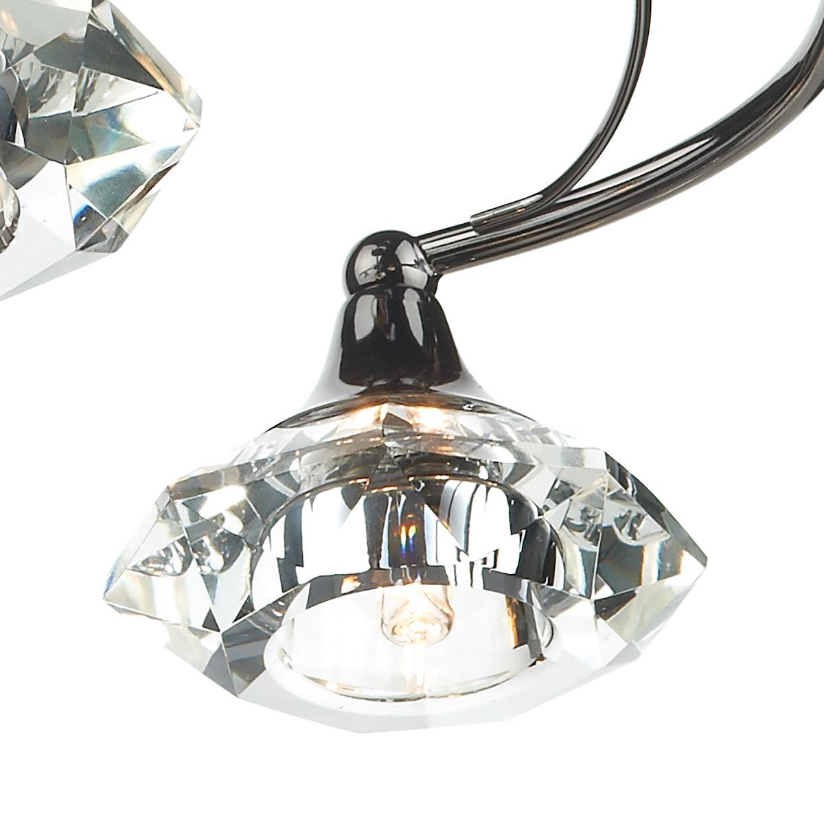 Luther 4 Light Semi Flush complete with Crystal Glass Black Chrome - Peter Murphy Lighting & Electrical Ltd