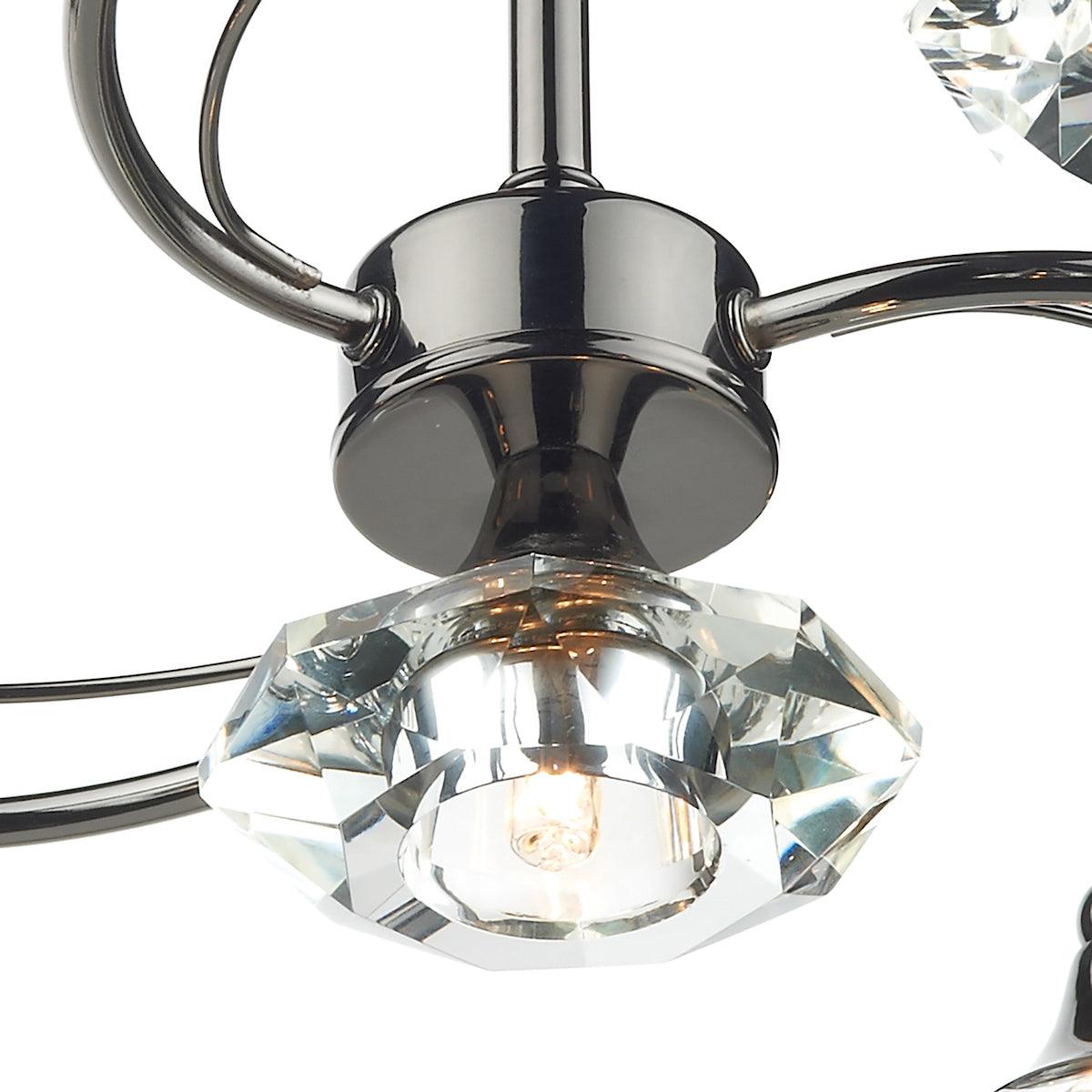 Luther 4 Light Semi Flush complete with Crystal Glass Black Chrome - Peter Murphy Lighting & Electrical Ltd