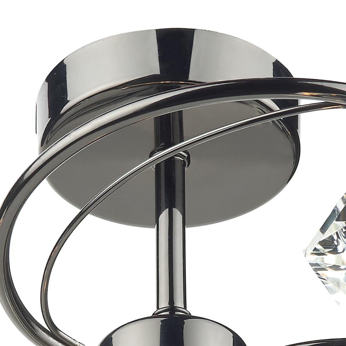Luther 4 Light Semi Flush complete with Crystal Glass Black Chrome - Peter Murphy Lighting & Electrical Ltd