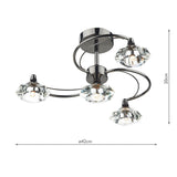 Luther 4 Light Semi Flush complete with Crystal Glass Black Chrome thumbnail 5