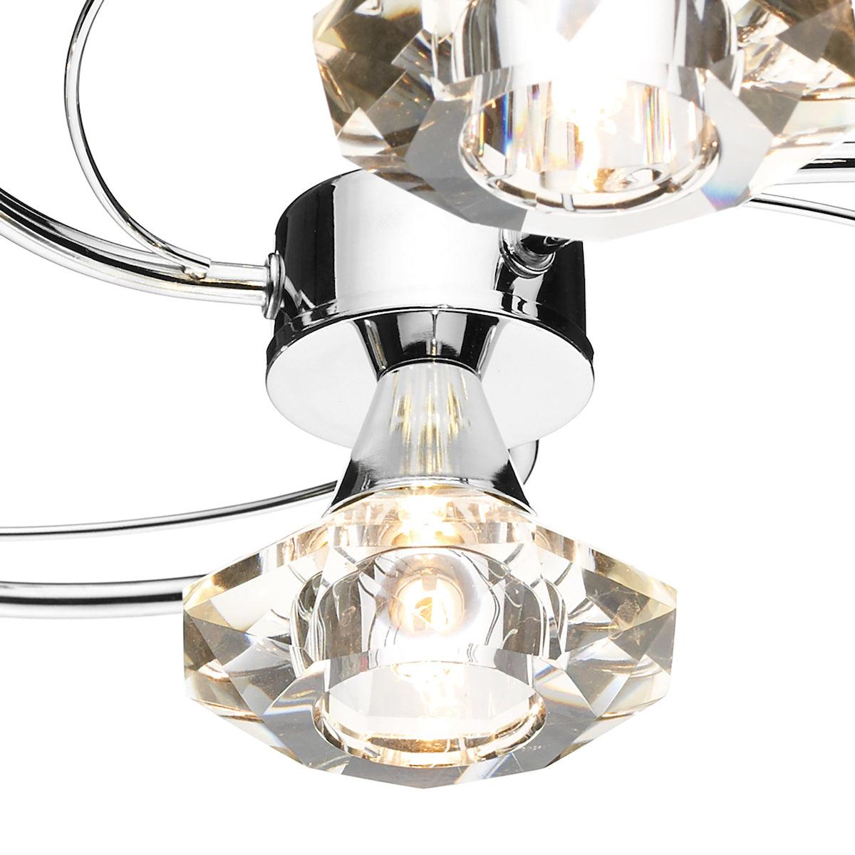 Luther 4 Light Semi Flush complete with Crystal Glass Polished Chrome - Peter Murphy Lighting & Electrical Ltd