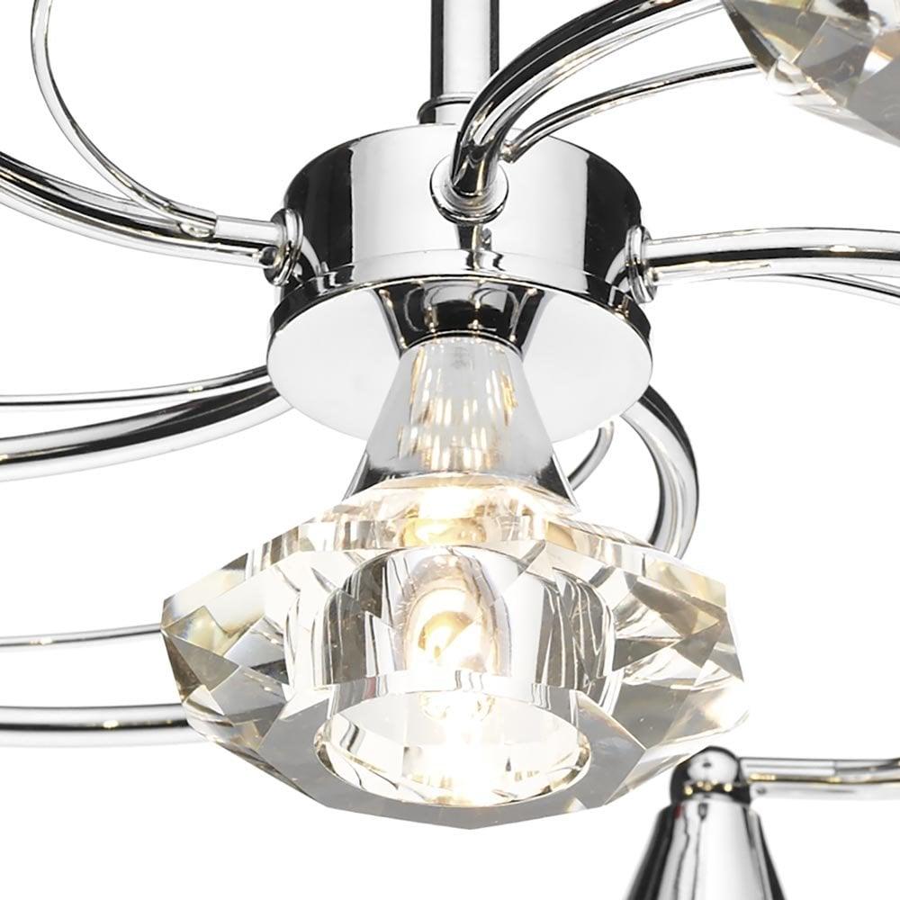 Luther 6 Light Semi Flush complete with Crystal Glass Polished Chrome - Peter Murphy Lighting & Electrical Ltd