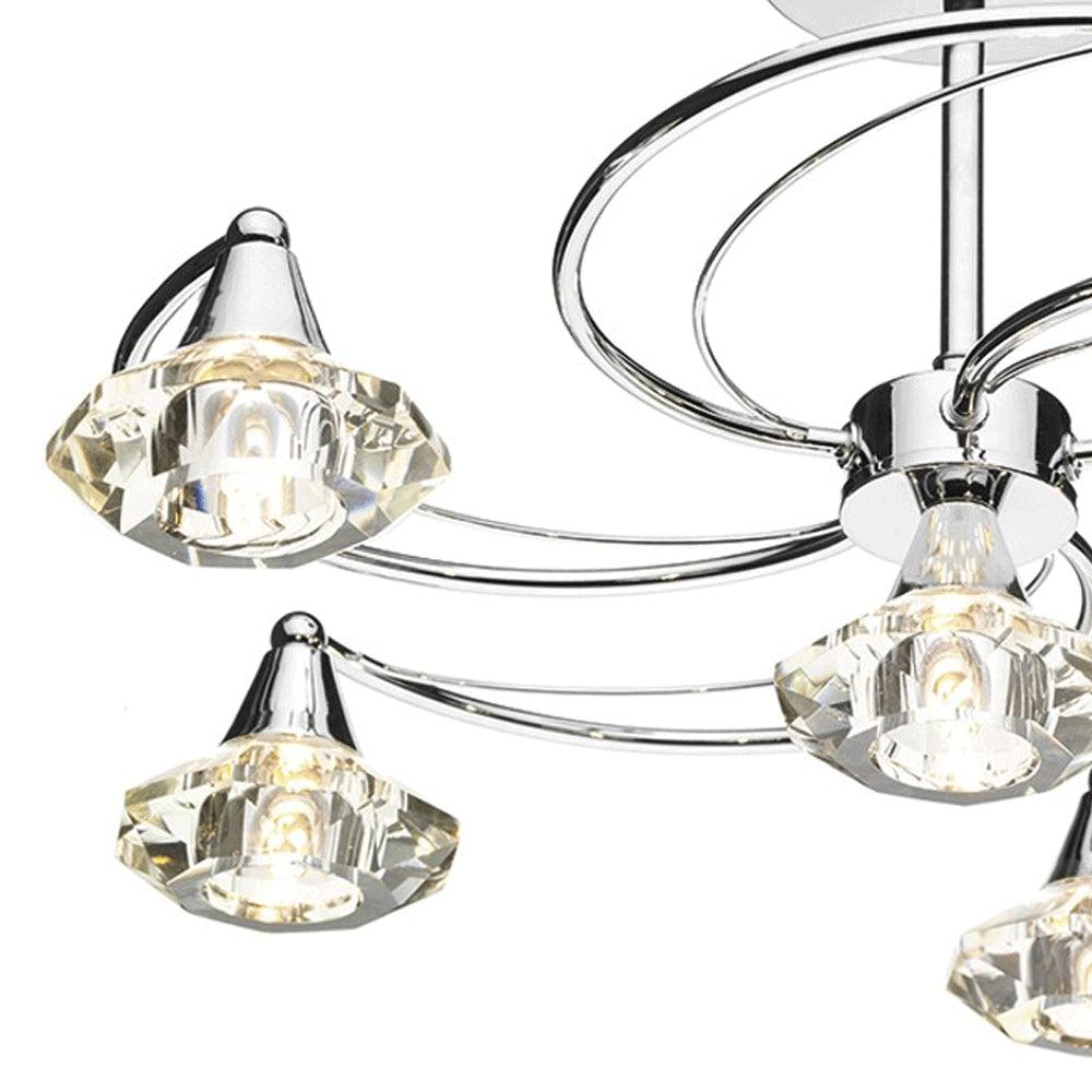 Luther 6 Light Semi Flush complete with Crystal Glass Polished Chrome - Peter Murphy Lighting & Electrical Ltd