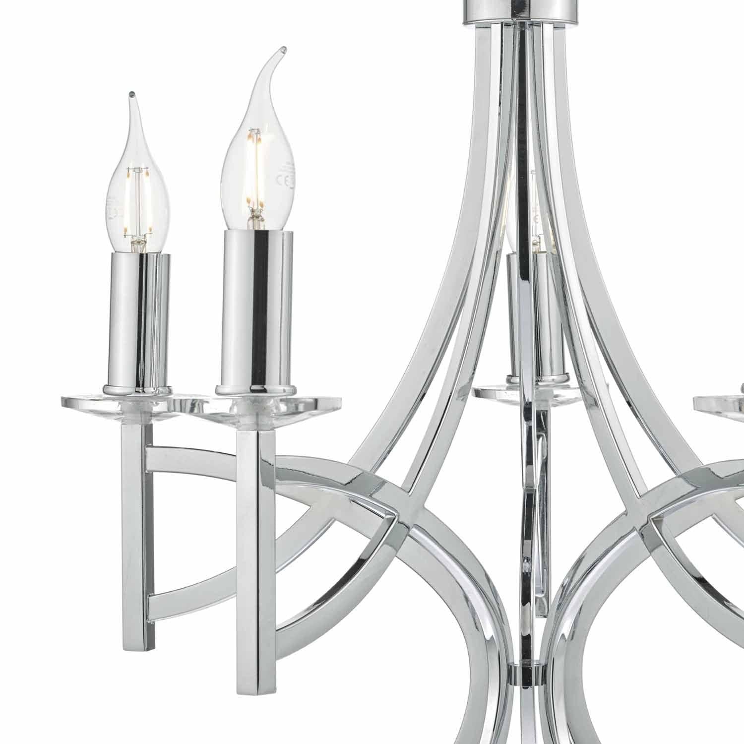 Lyon 5lt Pendant Polished Chrome & Crystal - Peter Murphy Lighting & Electrical Ltd