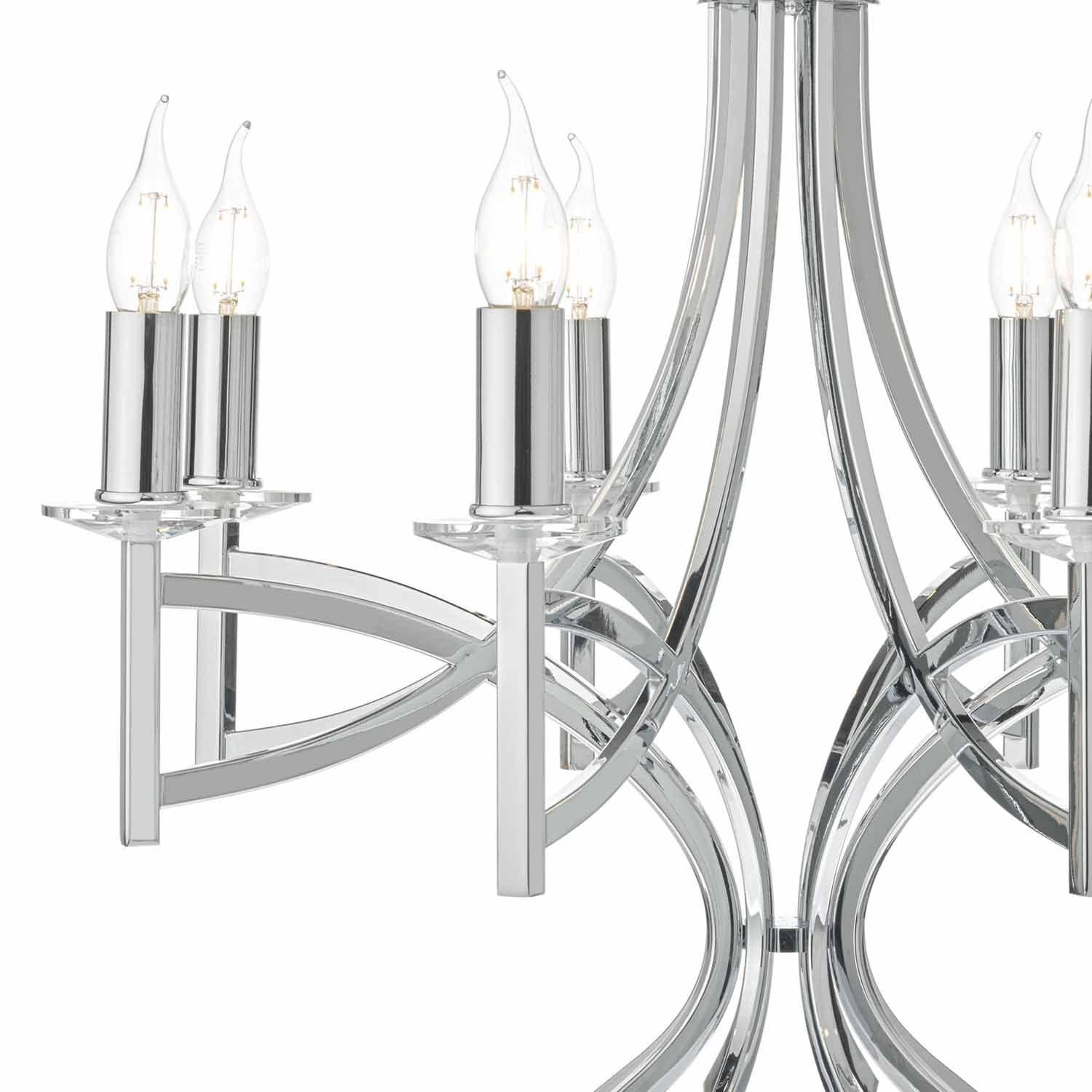 Lyon 8lt Pendant Polished Chrome & Crystal - Peter Murphy Lighting & Electrical Ltd