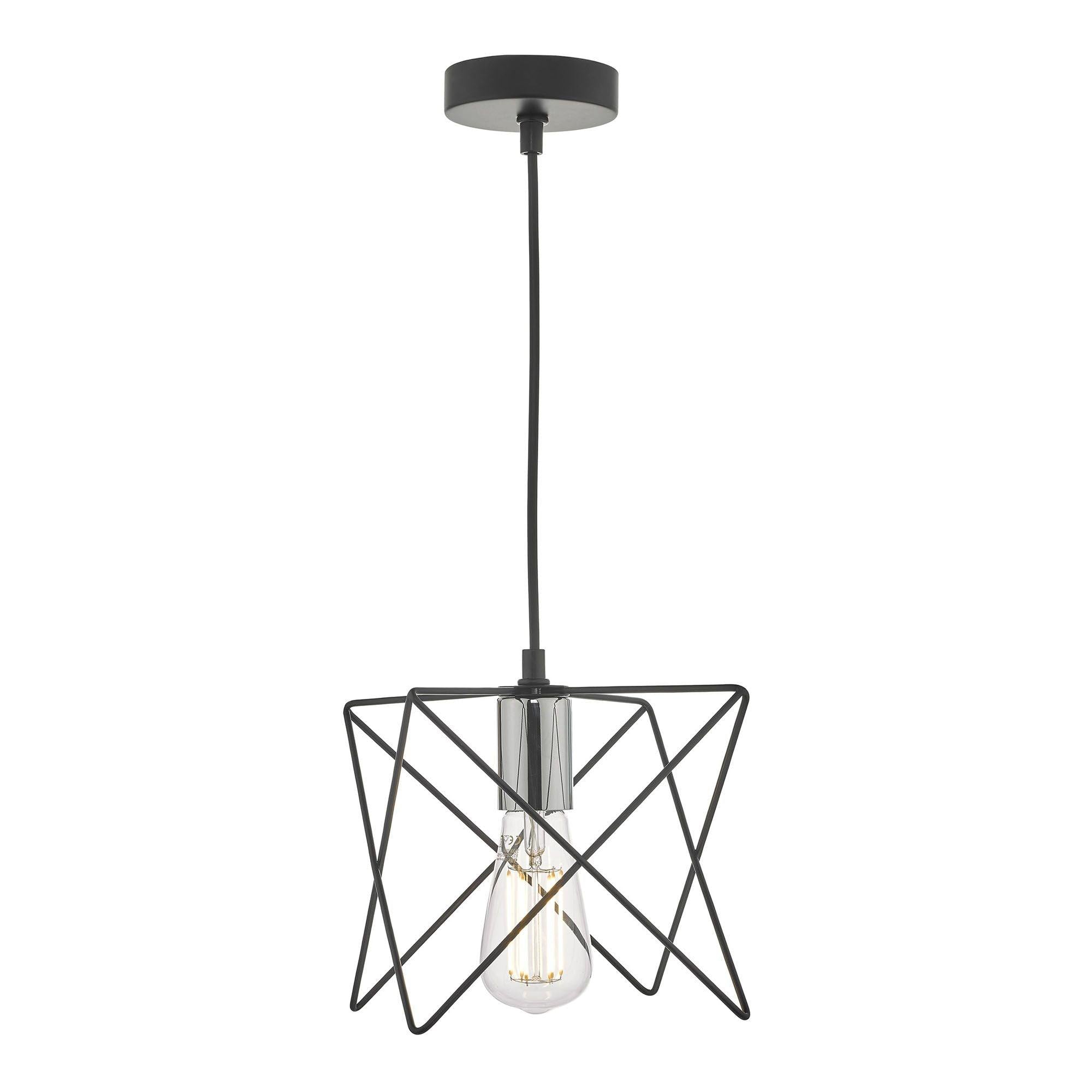 Midi 1 Light Pendant Black and Polished Chrome - Peter Murphy Lighting & Electrical Ltd