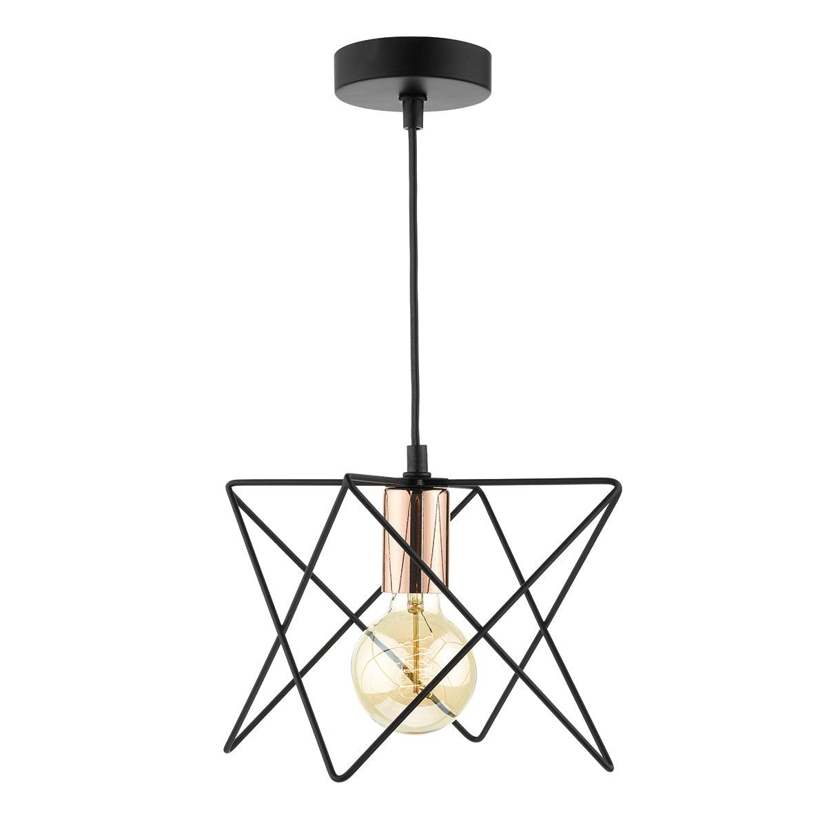 Midi 1 Light Pendant Matt  Black & Bright Copper Detail - Peter Murphy Lighting & Electrical Ltd