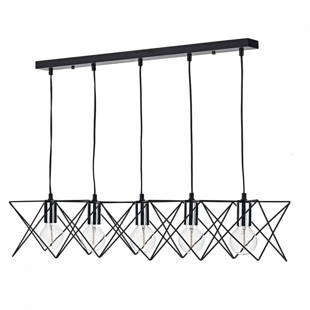 Midi 5lt Bar Pendant Black & Polished Chrome - Peter Murphy Lighting & Electrical Ltd