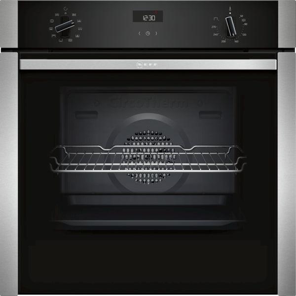 NEFF, N50, Slide & Hide Single Oven, Black with Steel Trim, | B3ACE4HN0B - Peter Murphy Lighting & Electrical Ltd