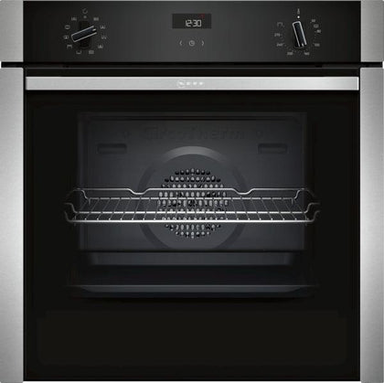 NEFF, N50, Slide & Hide Single Oven, Black with Steel Trim, | B3ACE4HN0B