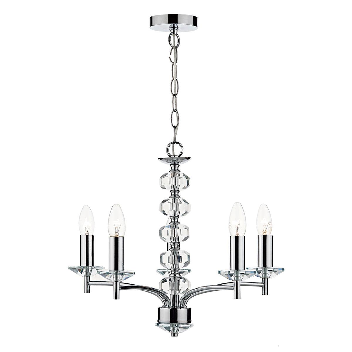 Oleana 5 Light Pendant Polished Chrome Crystal - Peter Murphy Lighting & Electrical Ltd