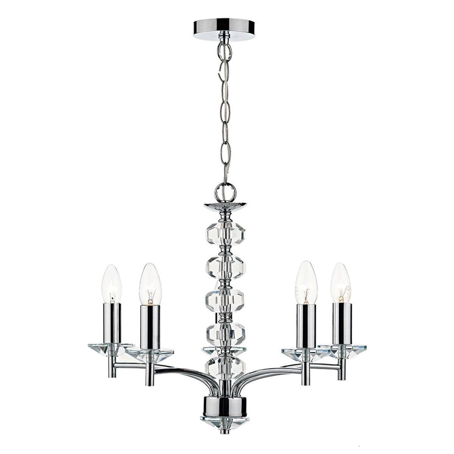 Oleana 5 Light Pendant Polished Chrome Crystal