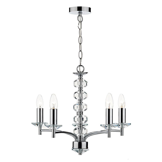 Oleana 5 Light Pendant Polished Chrome Crystal