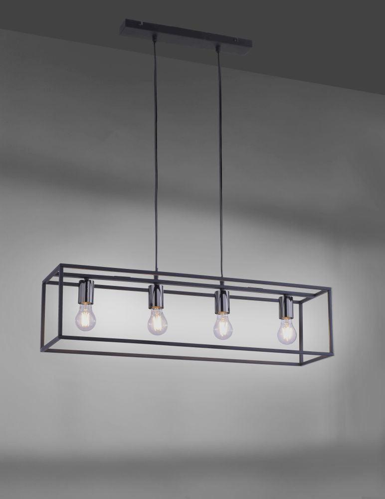 Pendant lamp with 4 lights in black in a retro design - Peter Murphy Lighting & Electrical Ltd