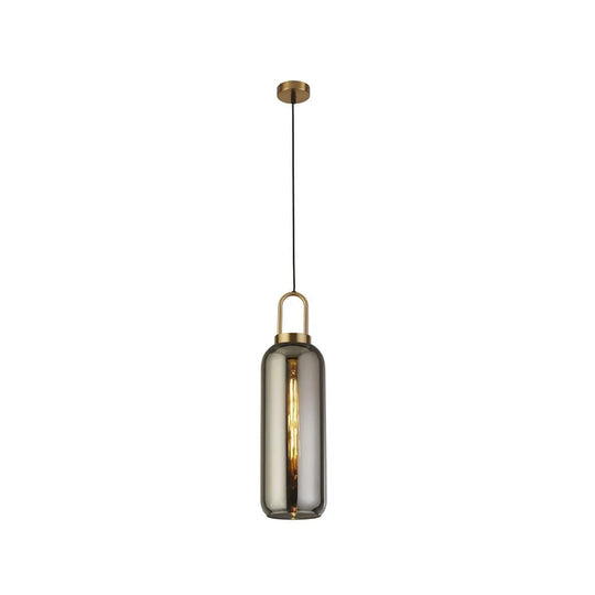PIPETTE CEILING PENDANT - BRASS & SMOKED GLASS 46641-1SM