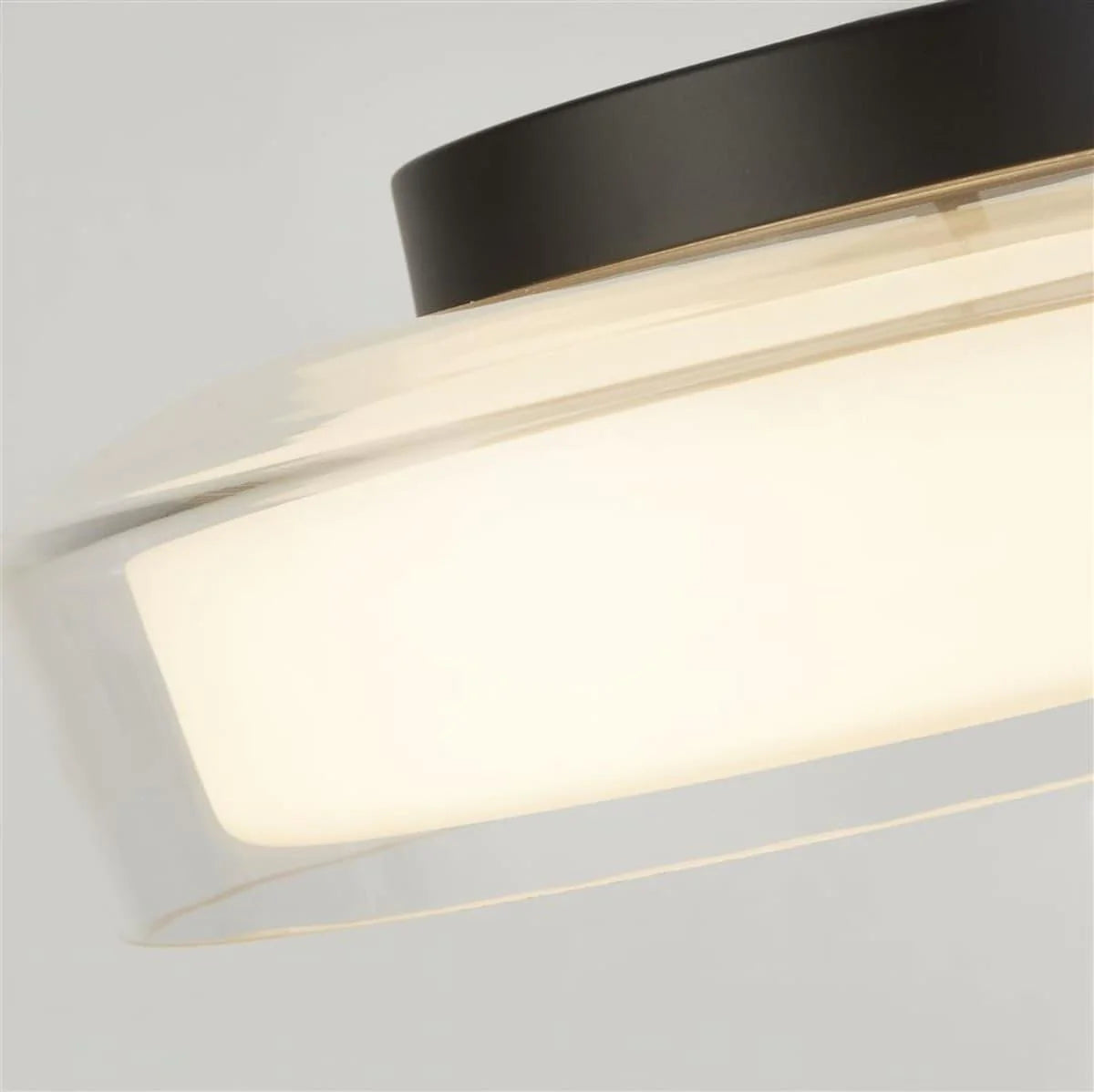 PUCK FLUSH BATHROOM CEILING LIGHT - BLACK METAL & OPAL, IP44 60961BK - Peter Murphy Lighting & Electrical Ltd