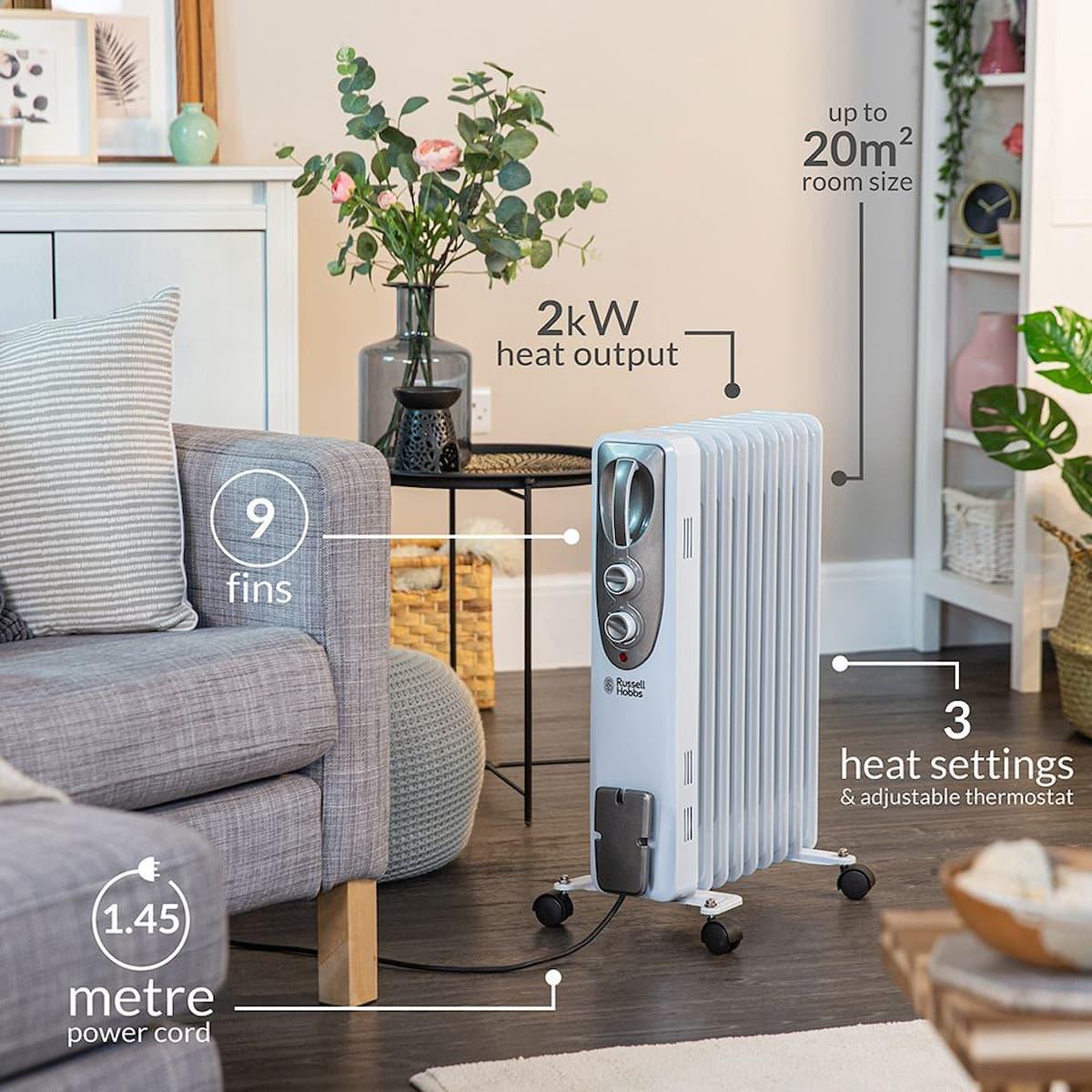 Russell Hobbs Oil Filled Radiator White | RHOFR5002 | Electric HeaterPeter  Murphy Lighting u0026 Electrical