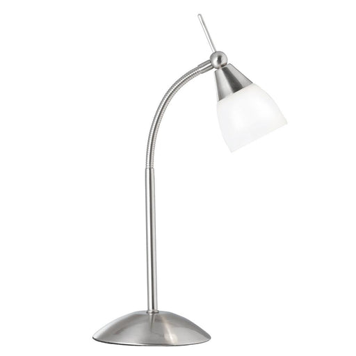 Satin Silver Touch Table Lamp With Opal Glass Shade - Peter Murphy Lighting & Electrical Ltd