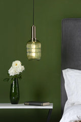 Sawyer Easy Fit Pendant Green Ribbed Glass | SAW6524 thumbnail 1