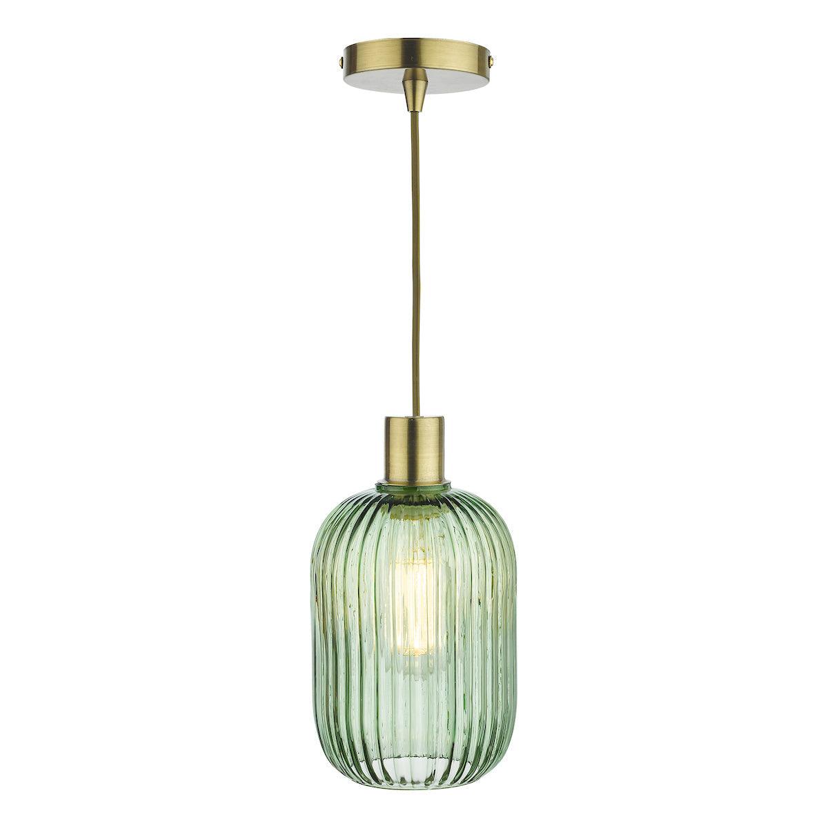 Sawyer Easy Fit Pendant Green Ribbed Glass - Peter Murphy Lighting & Electrical Ltd