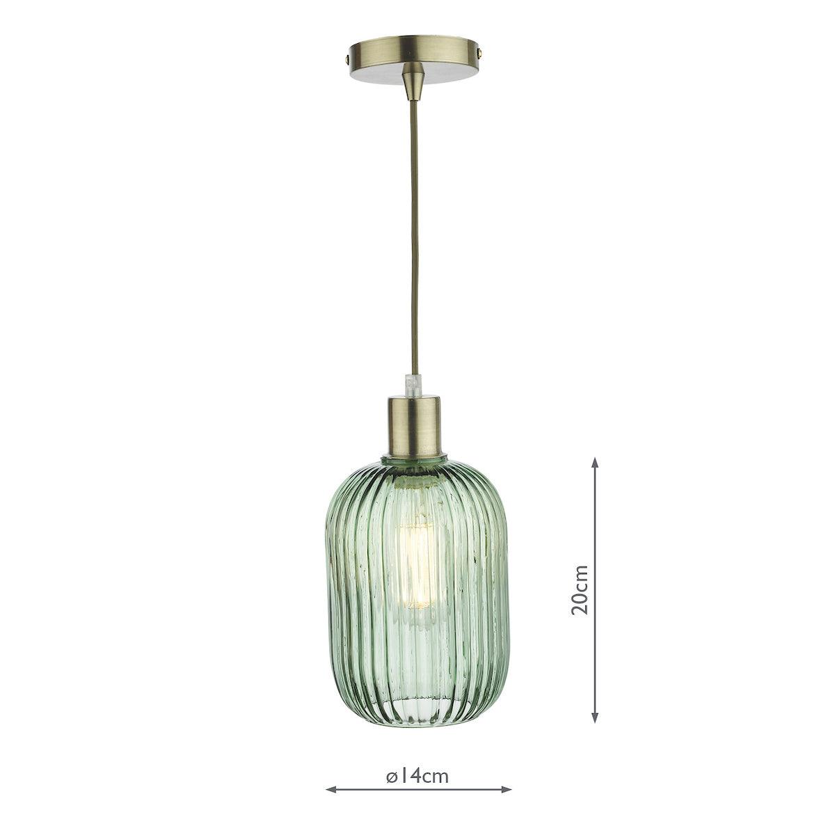 Sawyer Easy Fit Pendant Green Ribbed Glass - Peter Murphy Lighting & Electrical Ltd