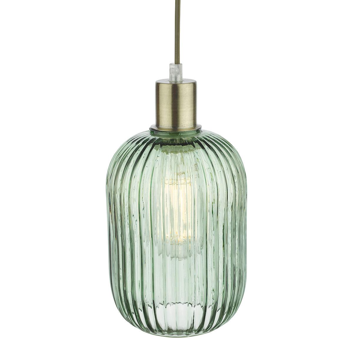 Sawyer Easy Fit Pendant Green Ribbed Glass - Peter Murphy Lighting & Electrical Ltd