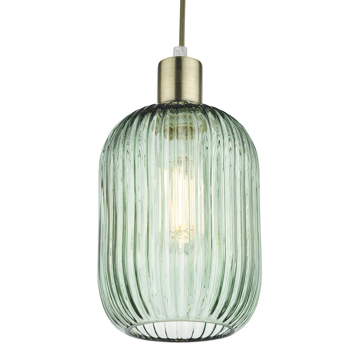 Sawyer Easy Fit Pendant Green Ribbed Glass - Peter Murphy Lighting & Electrical Ltd