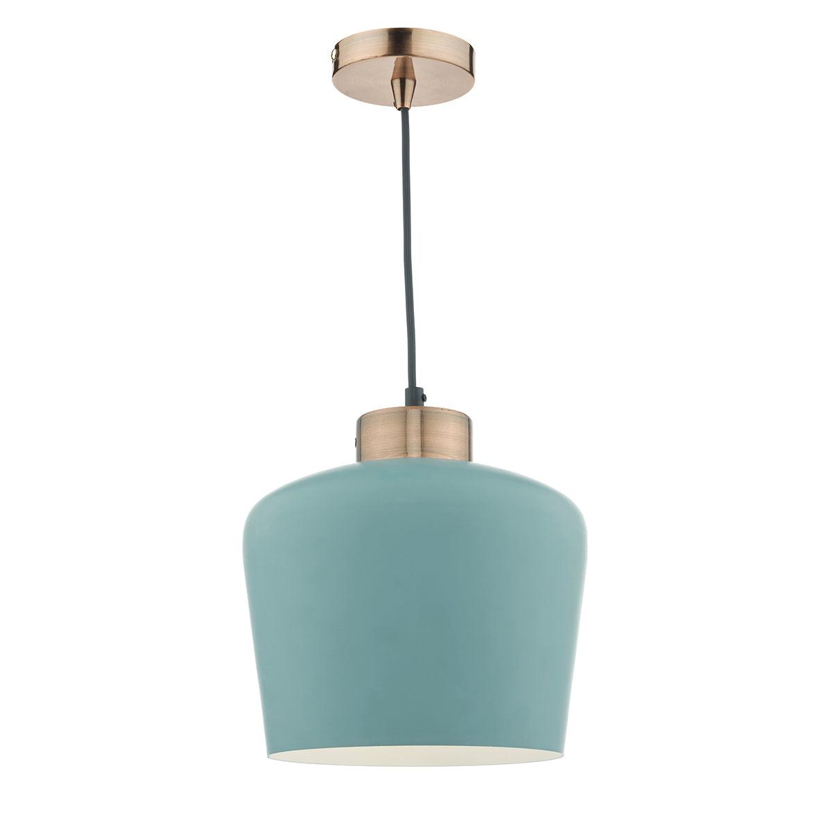 Sullivan 1 Light Pendant Blue Green/ Copper - Peter Murphy Lighting & Electrical Ltd