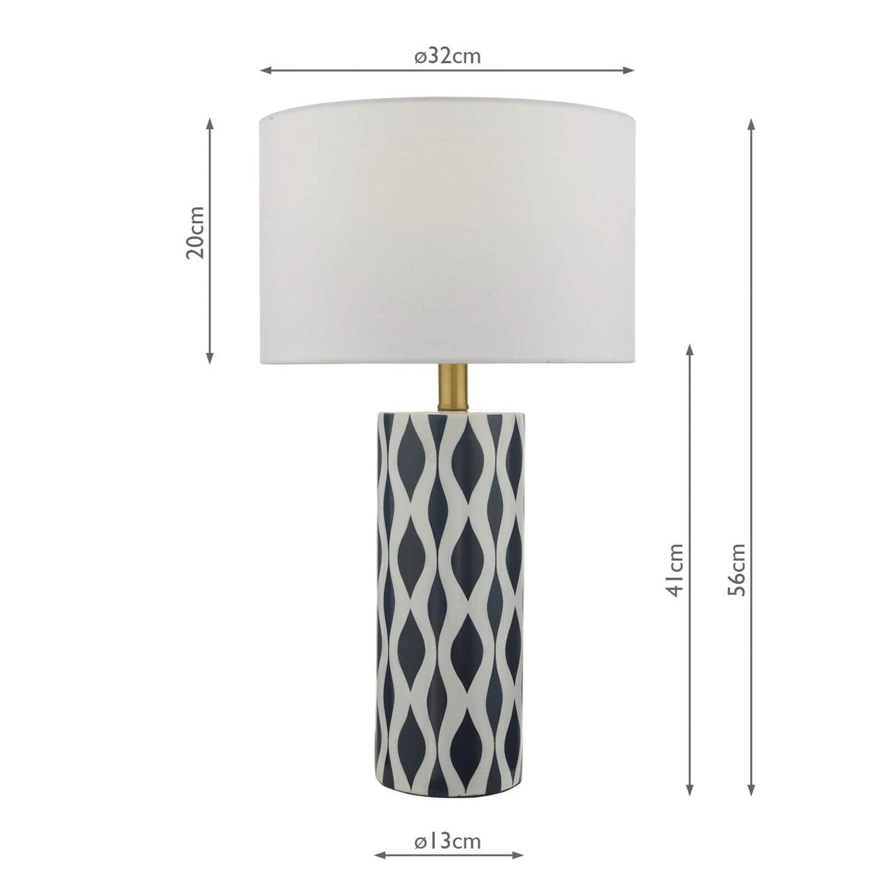 Weylin Table Lamp Blue And White Ceramic With Shade - Peter Murphy Lighting & Electrical Ltd