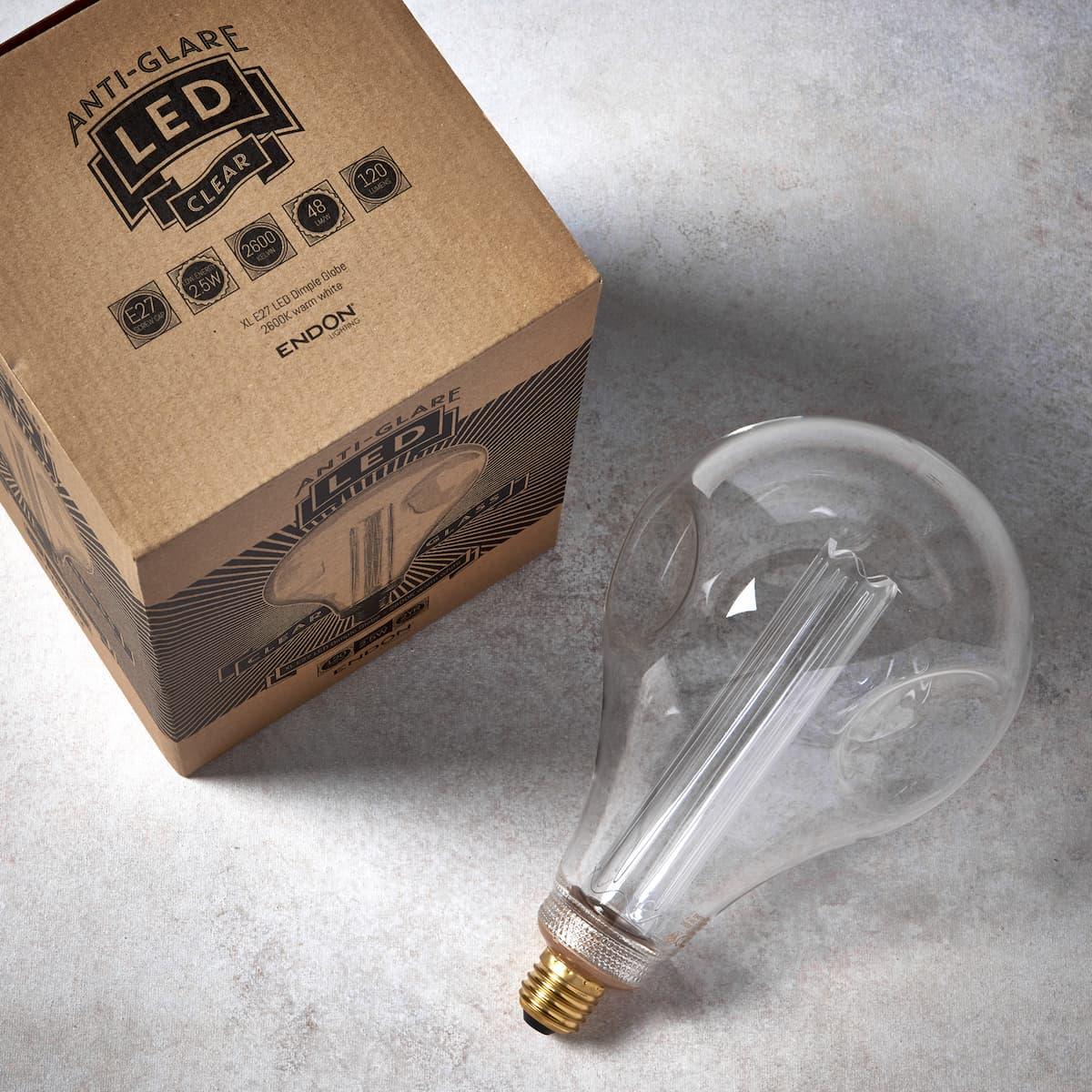 XL E27 LED Dimple Globe Clear Bulb 148mm dia77113 - Peter Murphy Lighting & Electrical Ltd