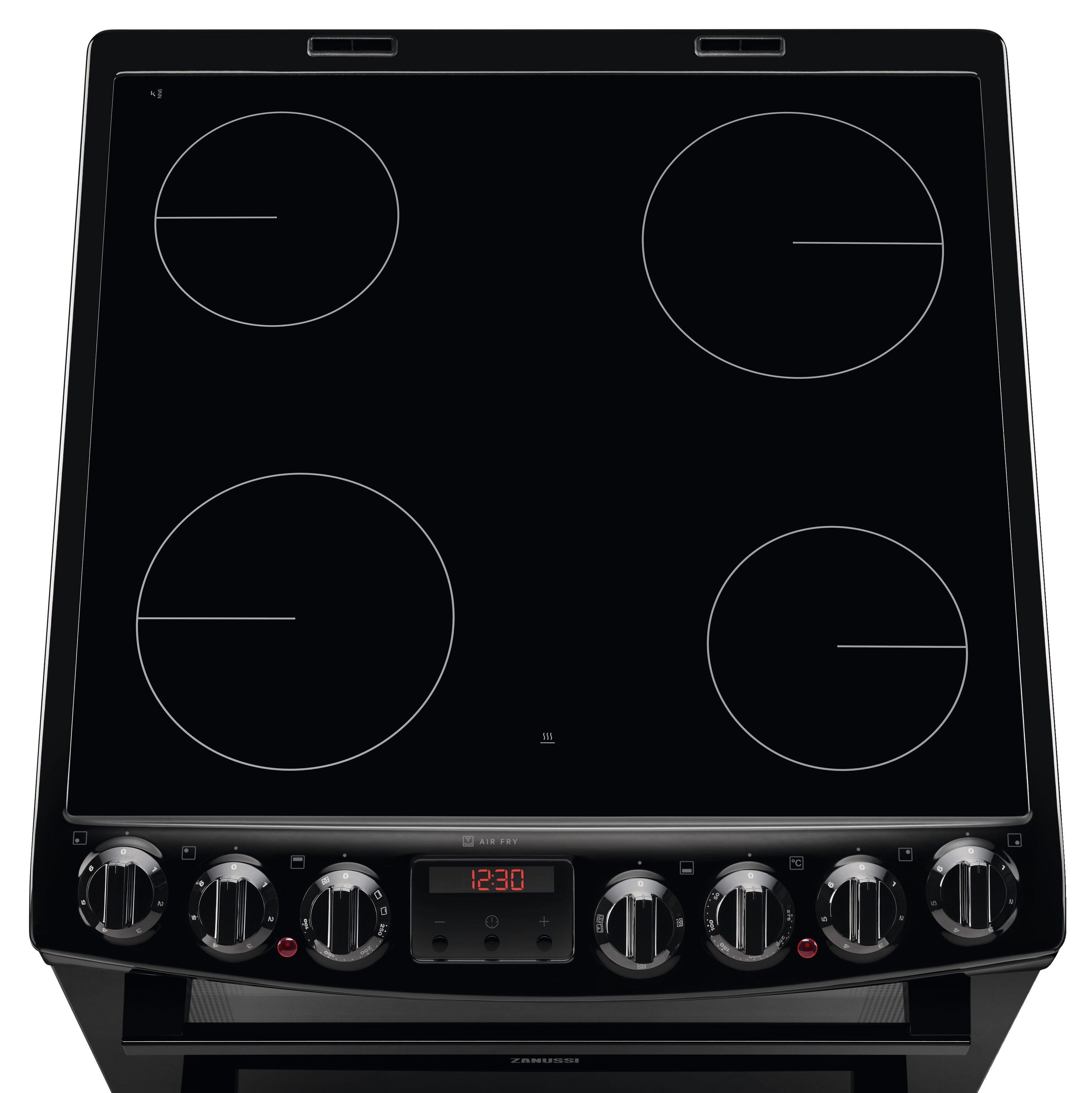 Zanussi 60cm AirFry Ceramic Electric Cooker - Black ZCV69360BA - Peter Murphy Lighting & Electrical Ltd