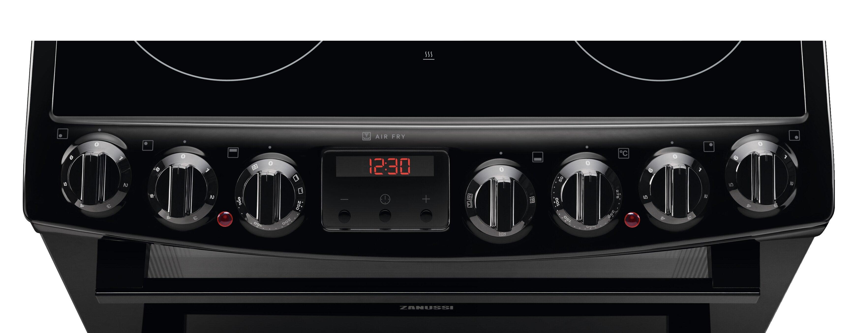 Zanussi 60cm AirFry Ceramic Electric Cooker - Black ZCV69360BA - Peter Murphy Lighting & Electrical Ltd