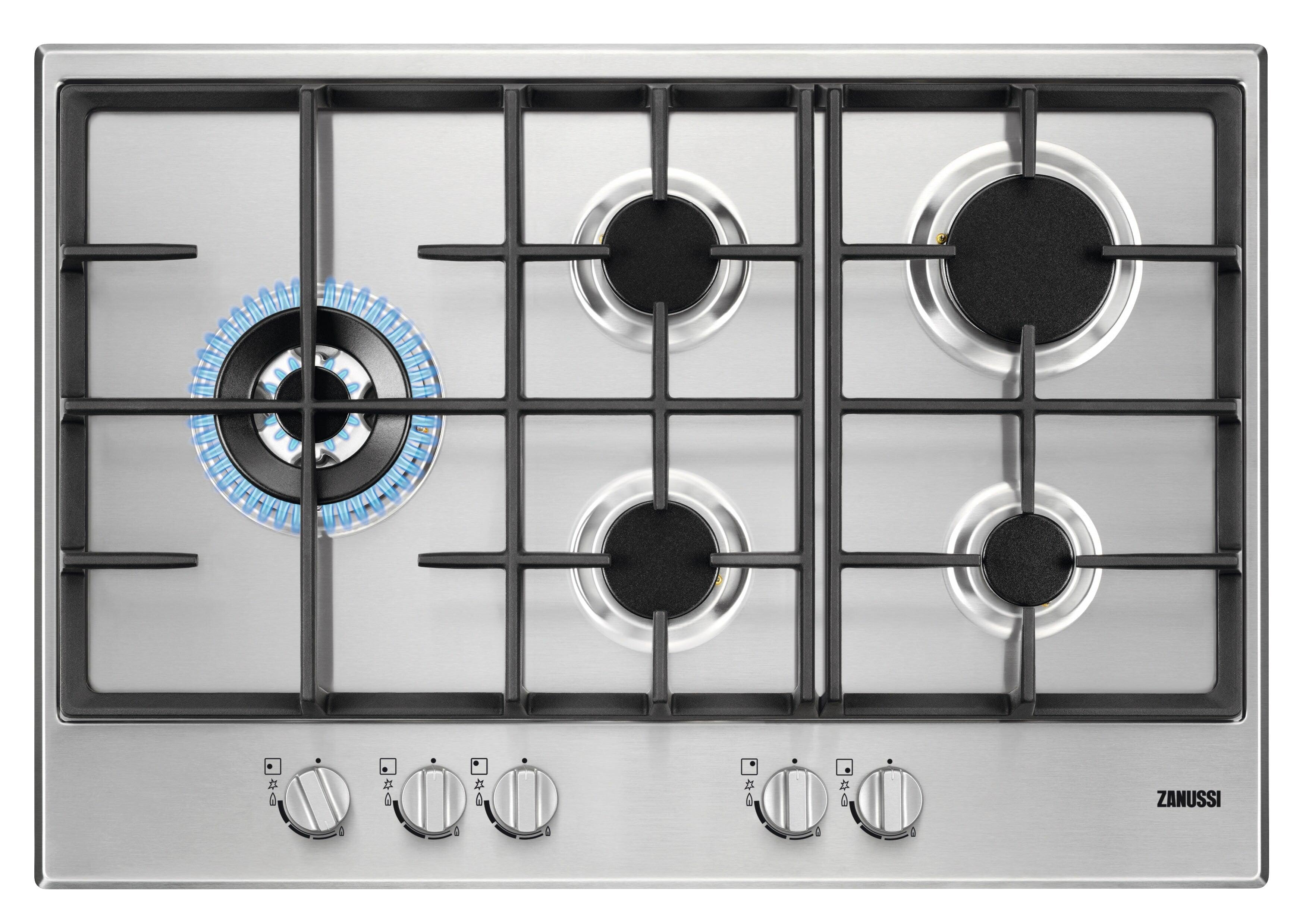 Zanussi, 75cm Gas Hob | ZGH76534XS - Peter Murphy Lighting & Electrical Ltd